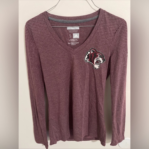 Adidas Burgundy Long Sleeve Women's Tee - Picture 1 of 2